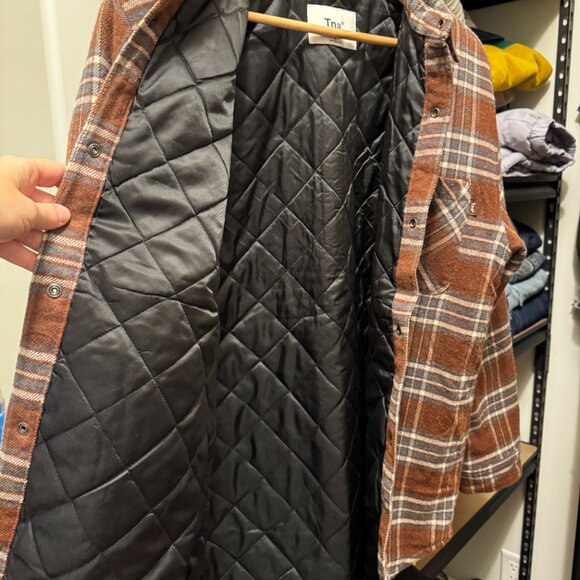 TNA Wool Plaid Button-Up Coat | Brown & Blue | Size Medium | VGUC - Picture 2 of 9